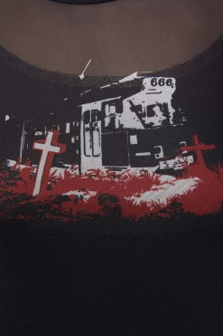 Tag Tartan Grave Mesh Top