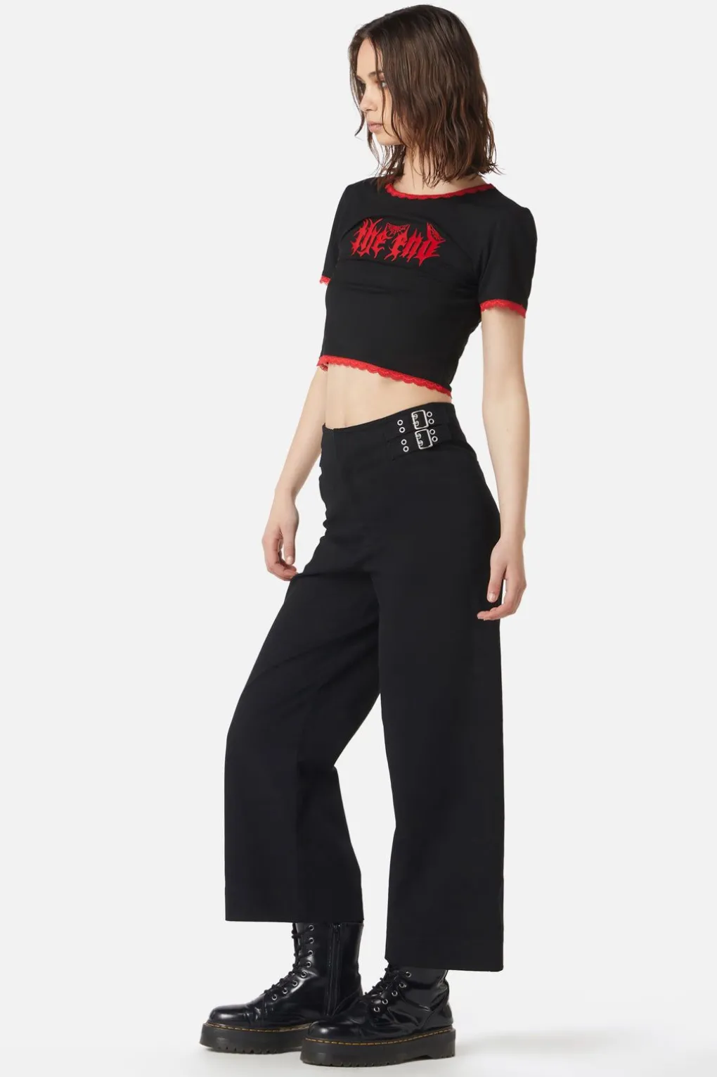 The End Flocked Crop Tee