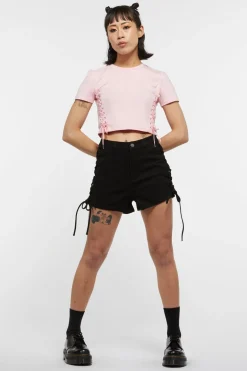 Tie Up Sides Denim Shorts