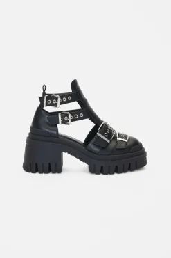 Tread Sole Strappy Boots