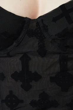 Vowed Flocked Mesh Corset