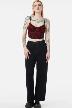 Vowed Flocked Mesh Corset