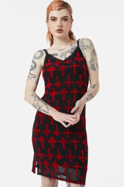 Vowed Flocked Mesh Dress