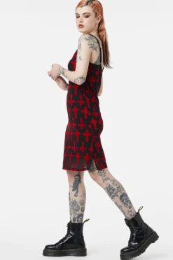 Vowed Flocked Mesh Dress